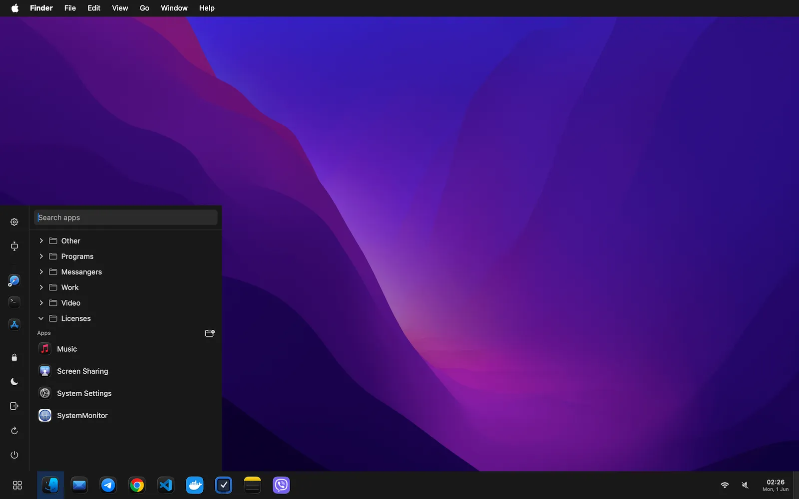 Start menu: search and custom app folders